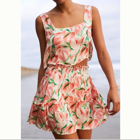 Anthropologie Dresses & Skirts - Anthropologie Breezy Cover-Up Skirt Top Set in Just Peachy Peaches Size L
